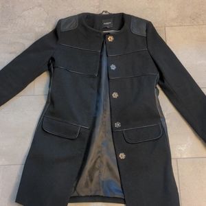 Bebe black trench with faux leather trim